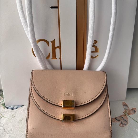 Chloe Handbags - Chloe Tan Mini Bag with Gold Hardware and Structured Design
